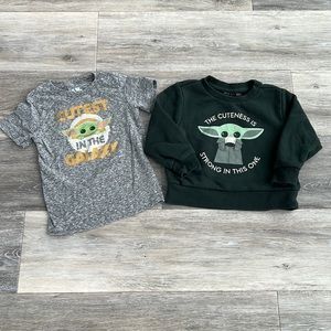 Baby Yoda Star Wars Shirt and Sweatshirt EUC size 2T